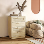 HOMCOM Four Drawer Dresser With Rattan Panels Natural Boho Style Bedroom Storage - HOMCOM - Home Symphony