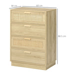 HOMCOM Four Drawer Dresser With Rattan Panels Natural Boho Style Bedroom Storage - HOMCOM - Home Symphony