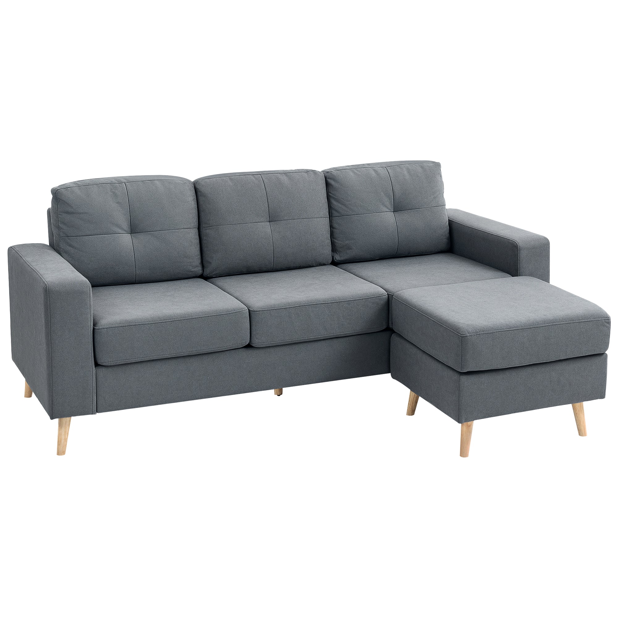HOMCOM L Shaped Sofa 3Seat Space Saving Linen LivingRoom - HOMCOM - Home Symphony