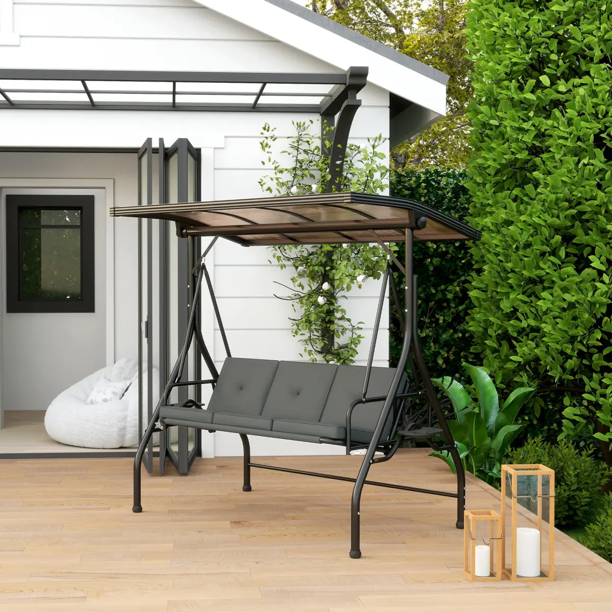 Outsunny Outsunny 3 Seater Garden Swing Seat Bed, Convertible Swing Chair - Hammocks