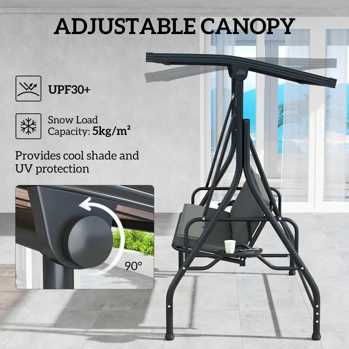 Outsunny Outsunny 3 Seater Garden Swing Seat Bed, Convertible Swing Chair - Hammocks