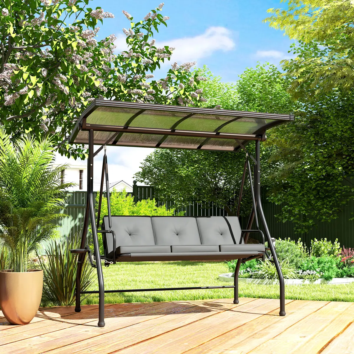 Outsunny Outsunny 3 Seater Garden Swing Seat Bed, Convertible Swing Chair - Hammocks