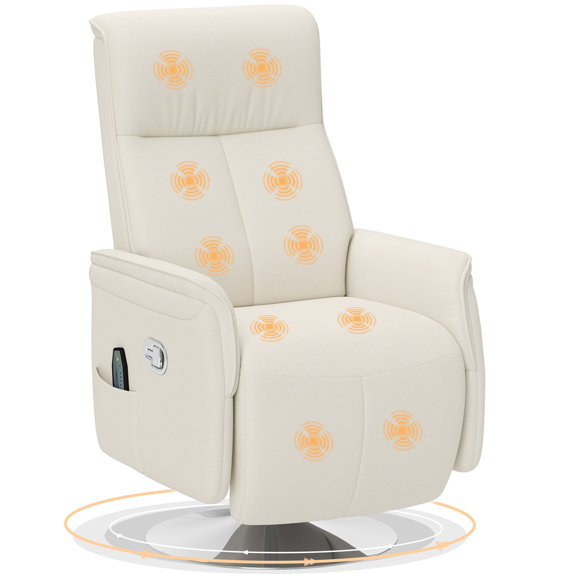 HOMCOM Massage Recliner 135 Degree Recline 10 Point Home Use cream linen massage chair with footrest