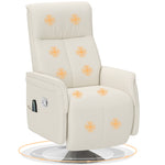 HOMCOM Massage Recliner 135 Degree Recline 10 Point Home Use cream linen massage chair with footrest