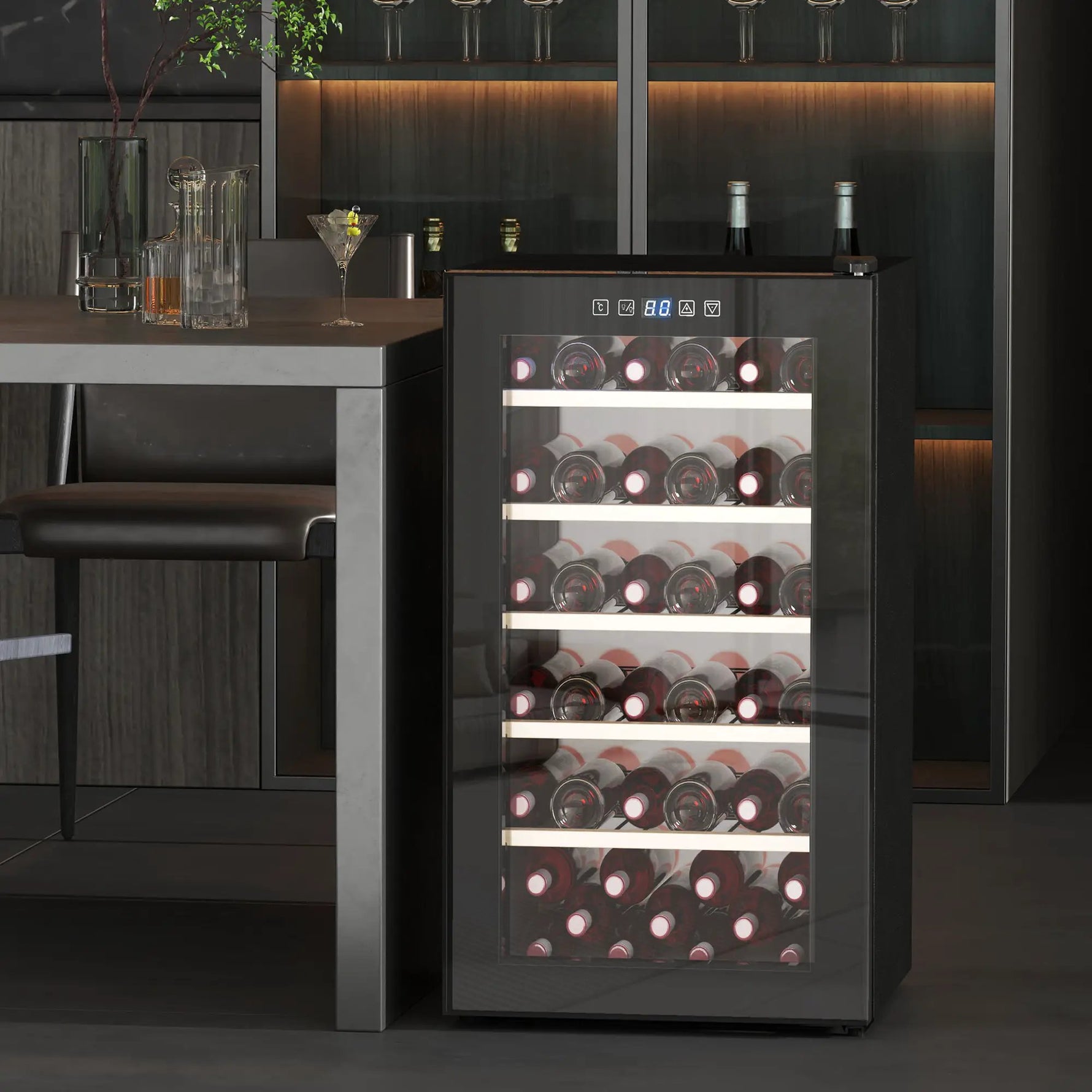 HOMCOM HOMCOM 41 Bottle Wine Cooler Fridge, Freestanding Wine Refrigerator - Wine Rack