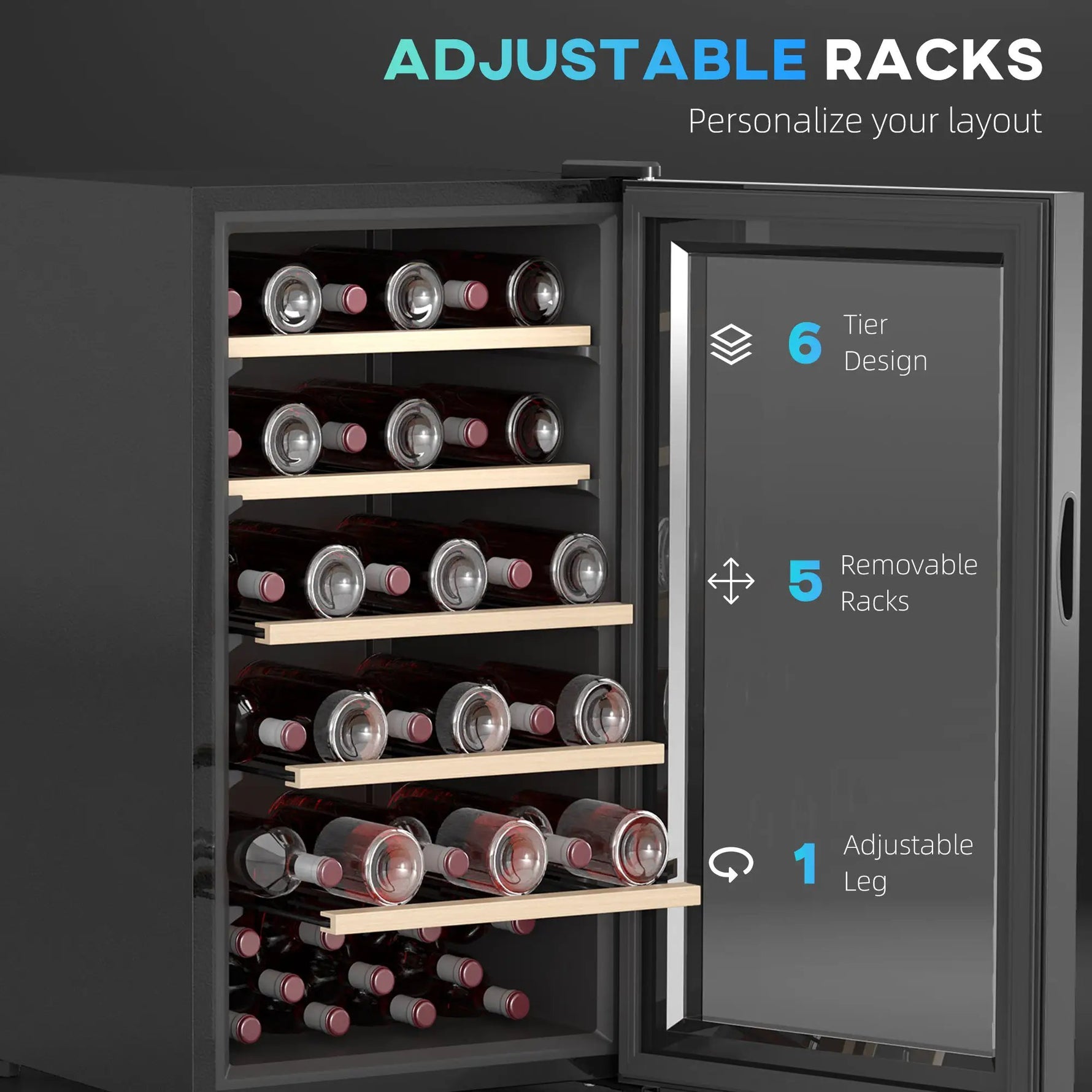 HOMCOM HOMCOM 41 Bottle Wine Cooler Fridge, Freestanding Wine Refrigerator - Wine Rack