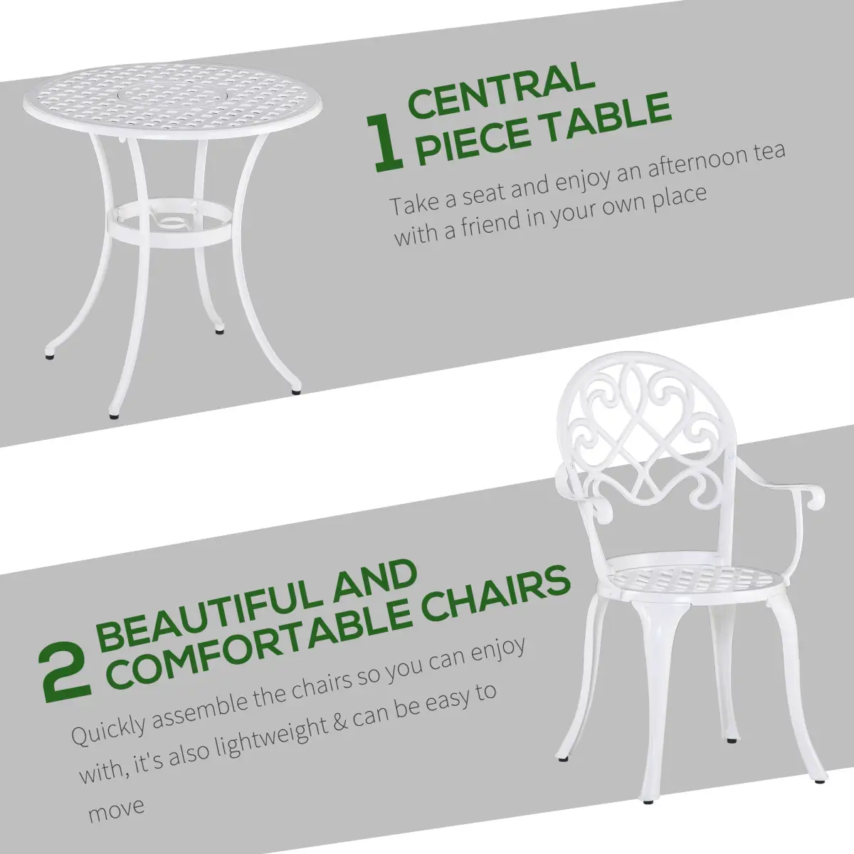 Outsunny Outsunny 3PCs Bistro Set, Aluminium Garden Table and Chairs - Bistro Sets