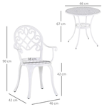 Outsunny Outsunny 3PCs Bistro Set, Aluminium Garden Table and Chairs - Bistro Sets