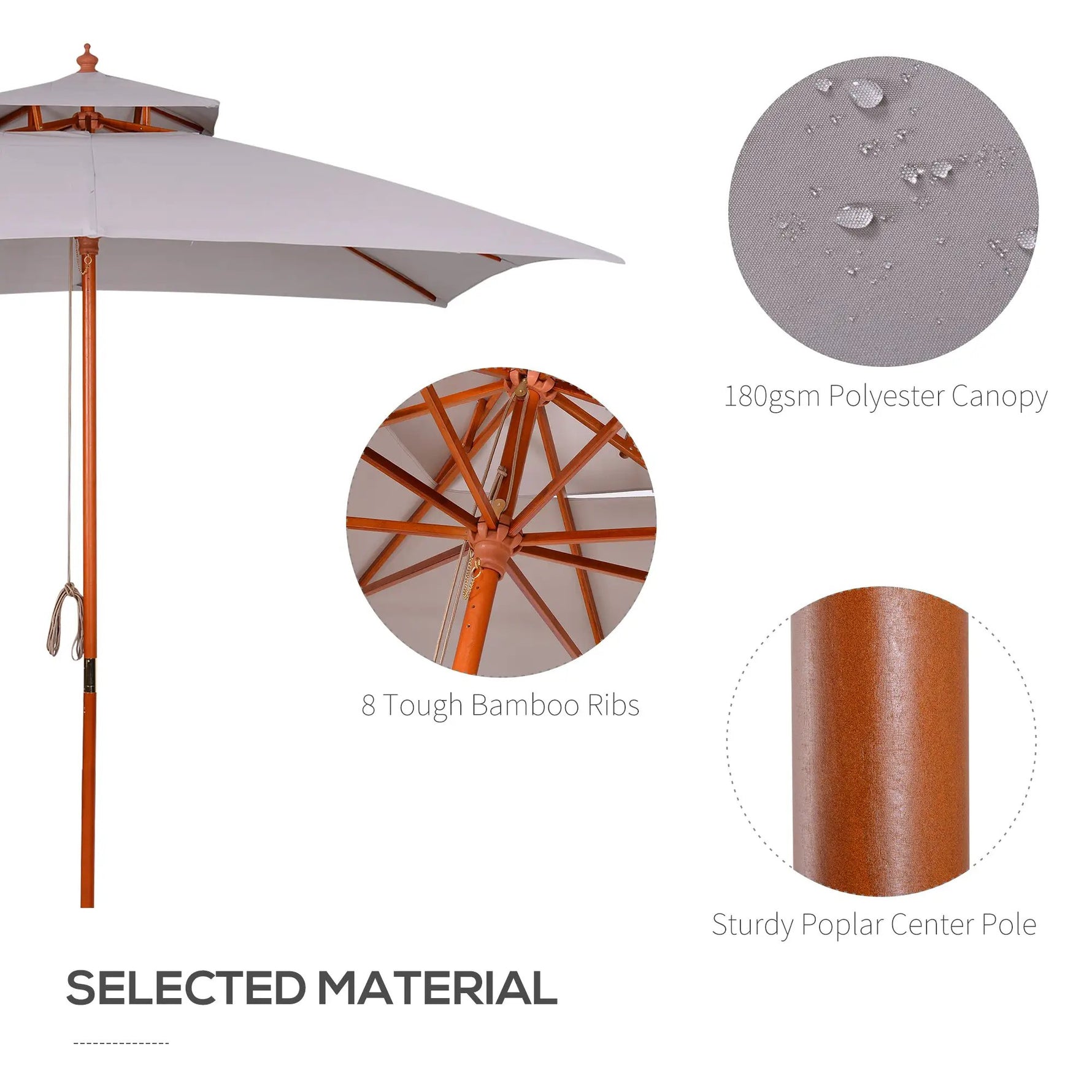 Outsunny Stylish Double-Tier Parasol with Pulley System for Garden & Courtyard - Parasol