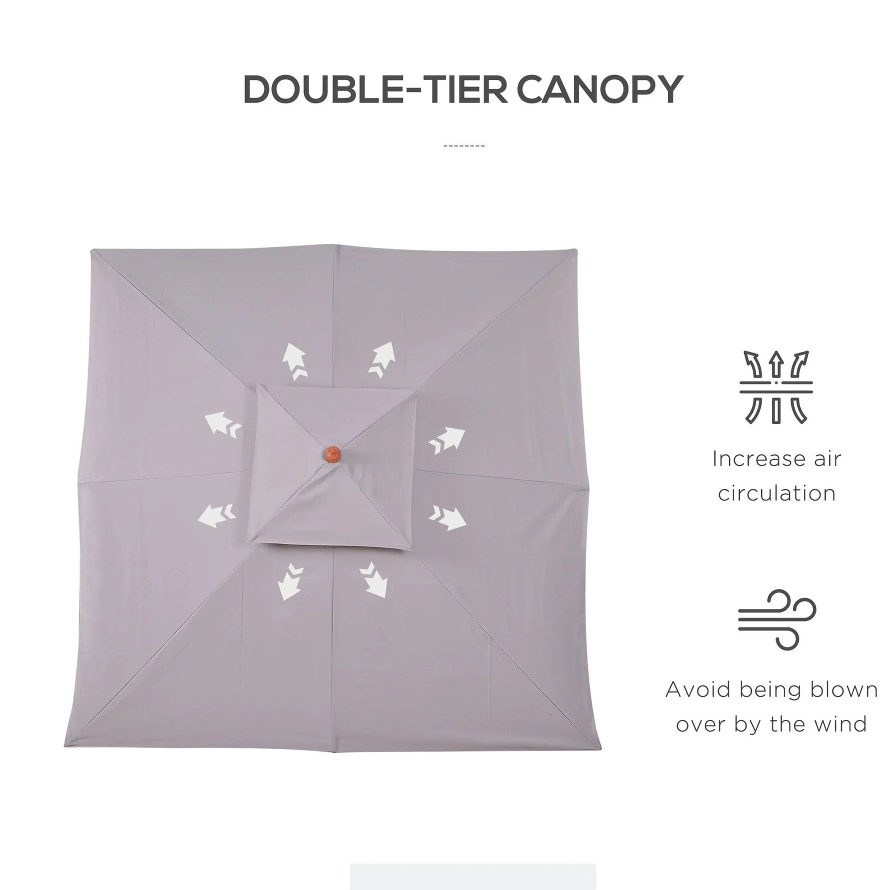 Outsunny Stylish Double-Tier Parasol with Pulley System for Garden & Courtyard - Parasol