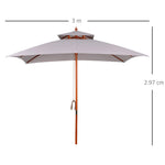 Outsunny Stylish Double-Tier Parasol with Pulley System for Garden & Courtyard - Parasol