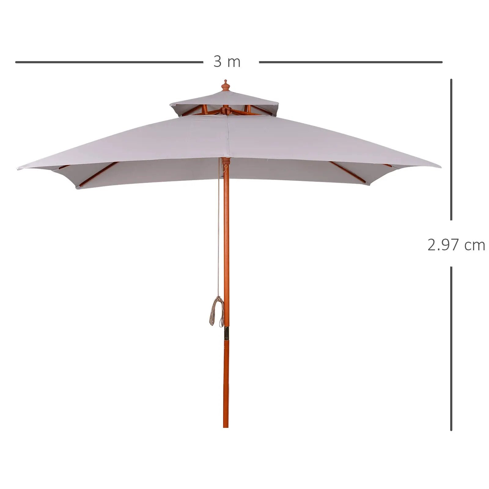 Outsunny Stylish Double-Tier Parasol with Pulley System for Garden & Courtyard - Parasol