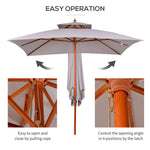 Outsunny Stylish Double-Tier Parasol with Pulley System for Garden & Courtyard - Parasol