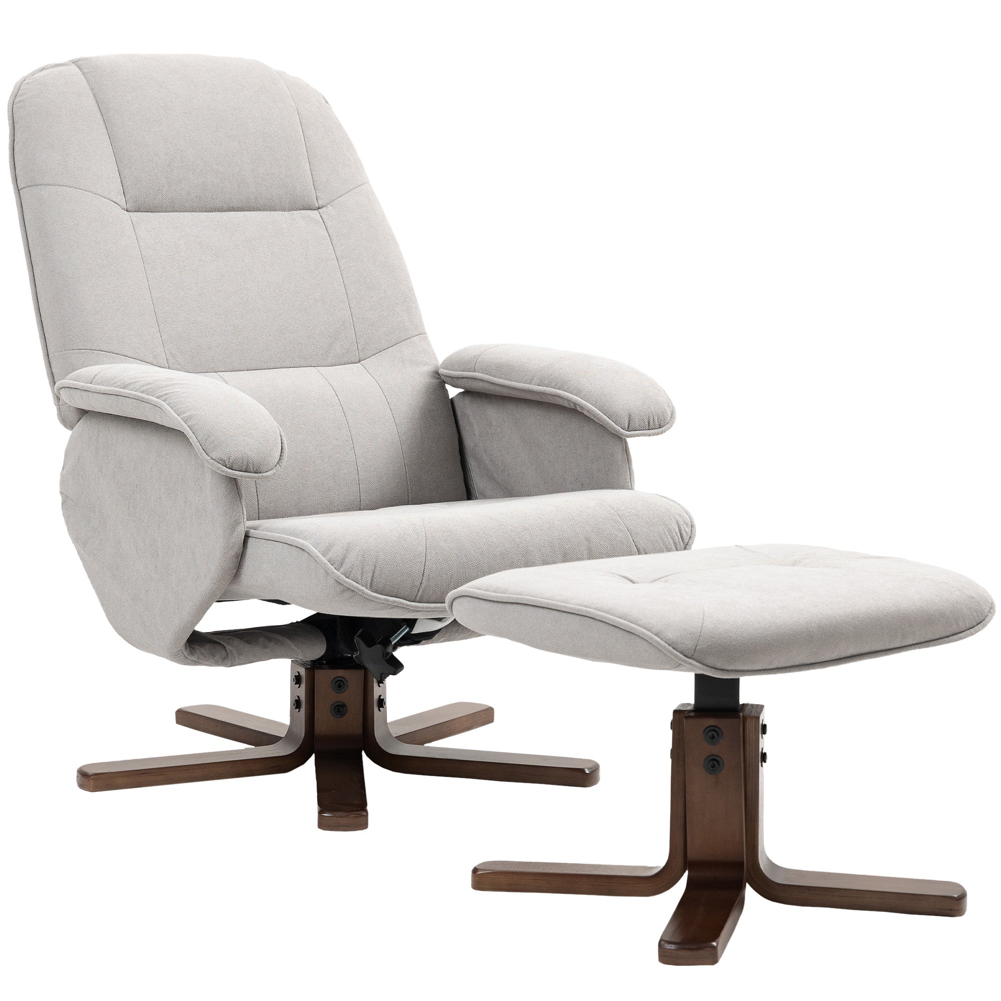 HOMCOM Swivel Recliner Chair With Footstool Wooden Base Home - HOMCOM - Home Symphony
