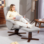 HOMCOM Swivel Recliner Chair With Footstool Wooden Base Home - HOMCOM - Home Symphony