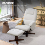 HOMCOM Swivel Recliner Chair With Footstool Wooden Base Home - HOMCOM - Home Symphony