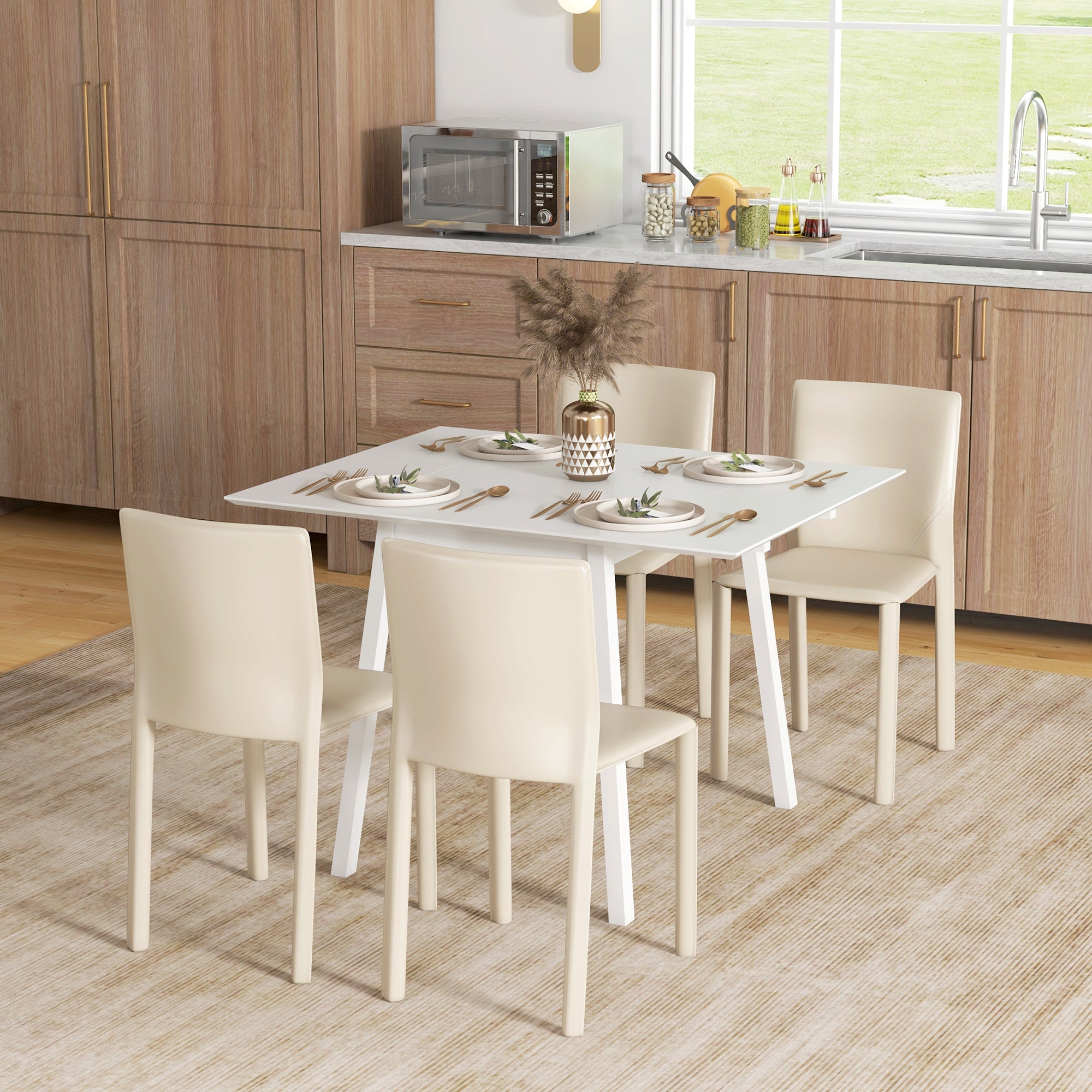 Premium Drop Leaf Extendable Dining Table 2 To 4 Seater Home - HOMCOM - Home Symphony
