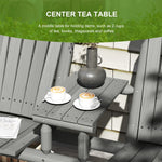 Outsunny Outsunny Wood Patio Bench 2 Seats w/ Centre Coffee Table, Grey - Garden Chairs