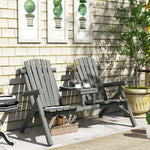 Outsunny Outsunny Wood Patio Bench 2 Seats w/ Centre Coffee Table, Grey - Garden Chairs
