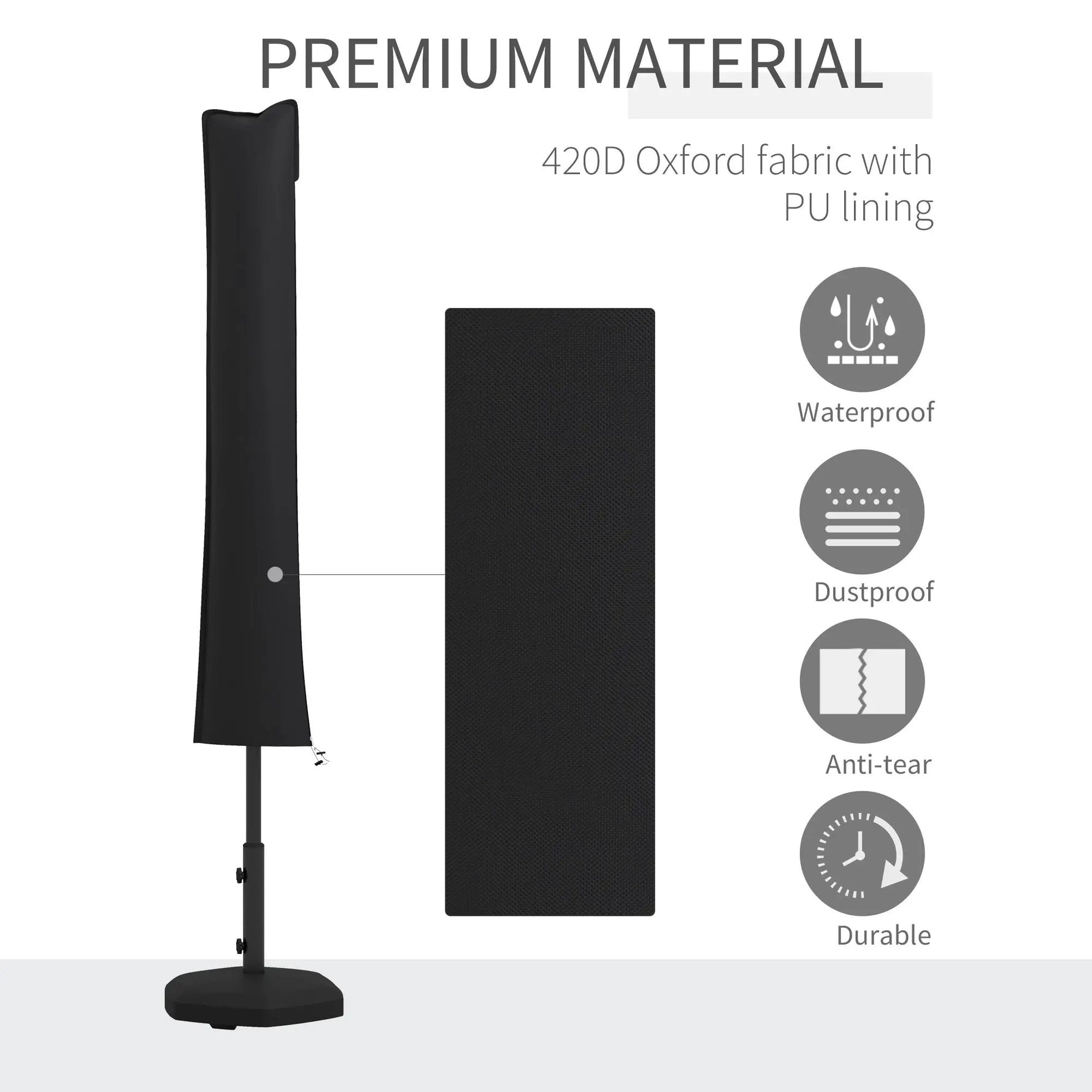 Outsunny Outsunny Parasol Cover, Patio Cantilever Cover, Banana Umbrella Cover, Black - Parasol