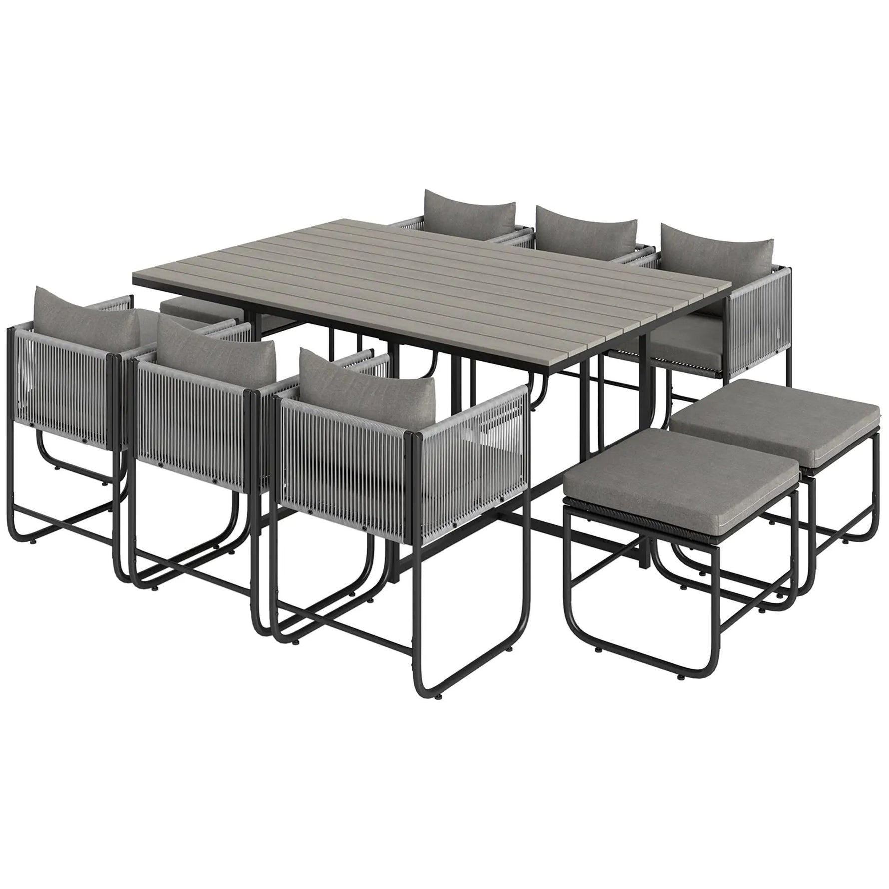 Outsunny Outsunny Rattan Dining Set, Garden Table & Chair Sets w/ Space-saving Design - Garden Set