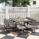 Outsunny Outsunny Rattan Dining Set, Garden Table & Chair Sets w/ Space-saving Design - Garden Set