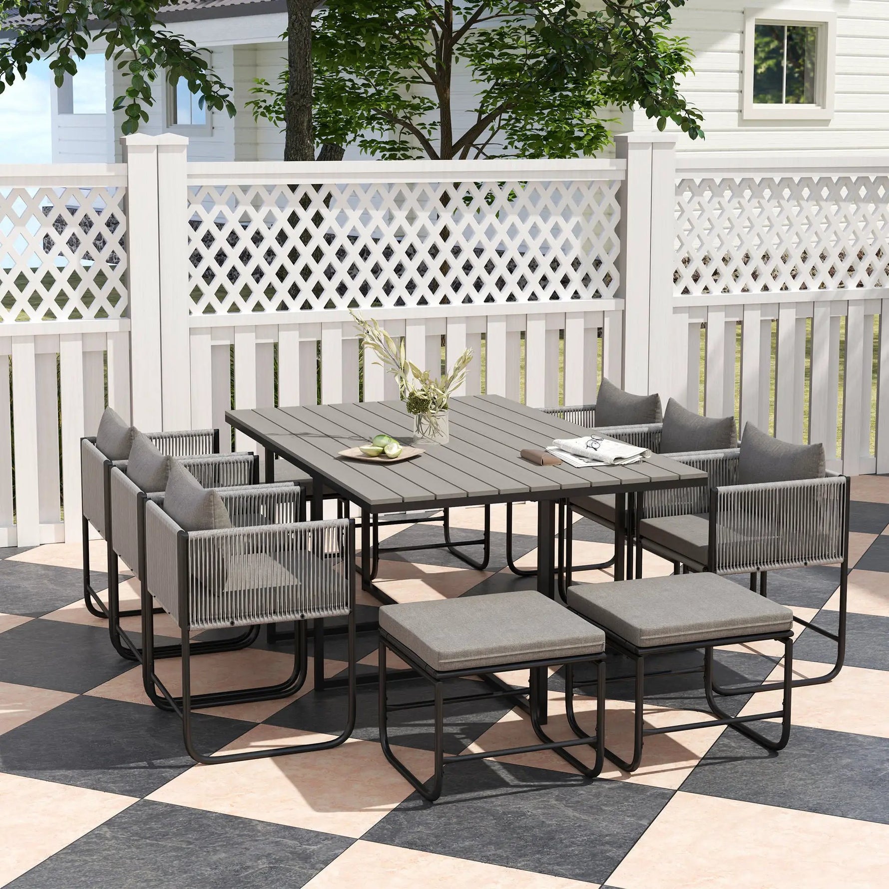 Outsunny Outsunny Rattan Dining Set, Garden Table & Chair Sets w/ Space-saving Design - Garden Set