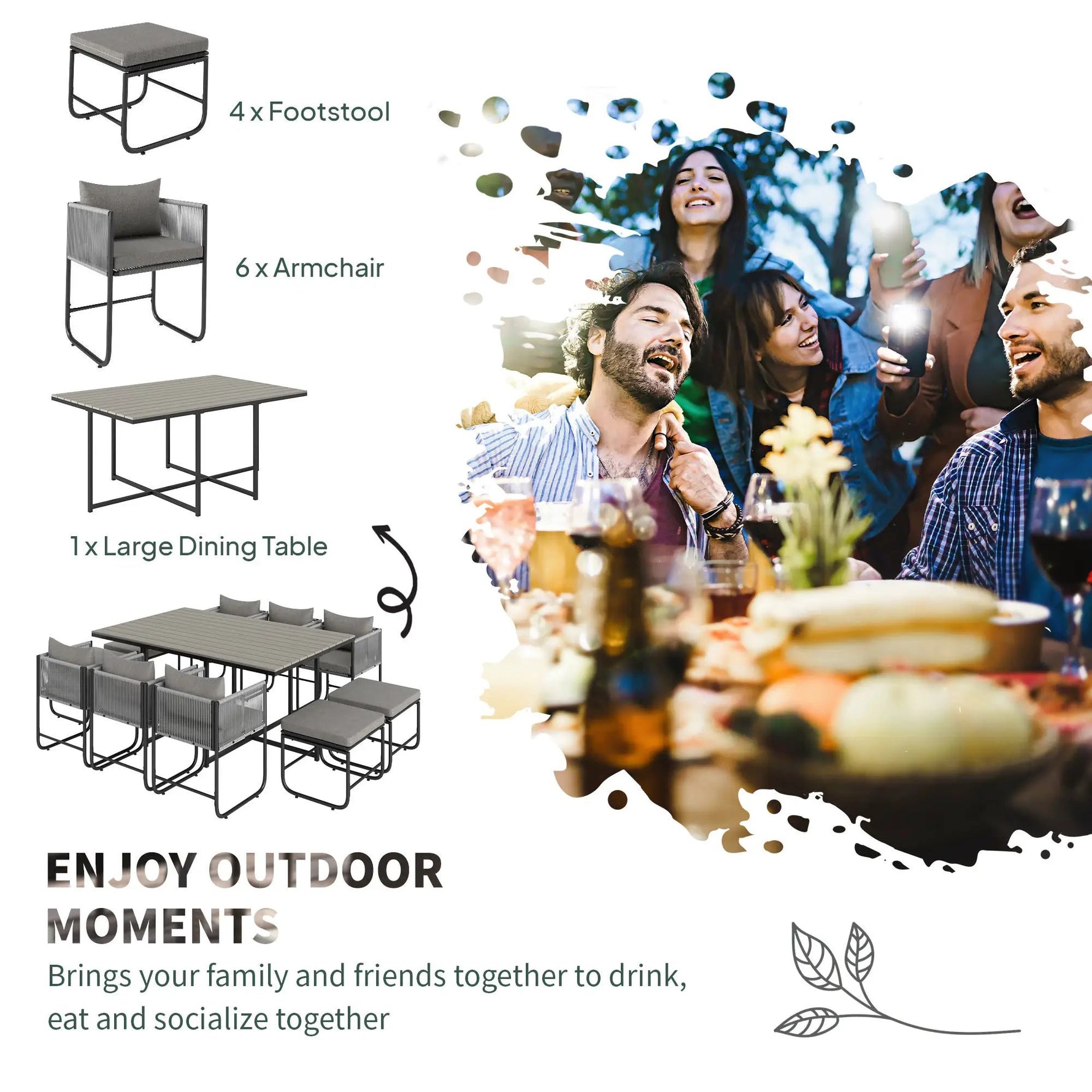 Outsunny Outsunny Rattan Dining Set, Garden Table & Chair Sets w/ Space-saving Design - Garden Set