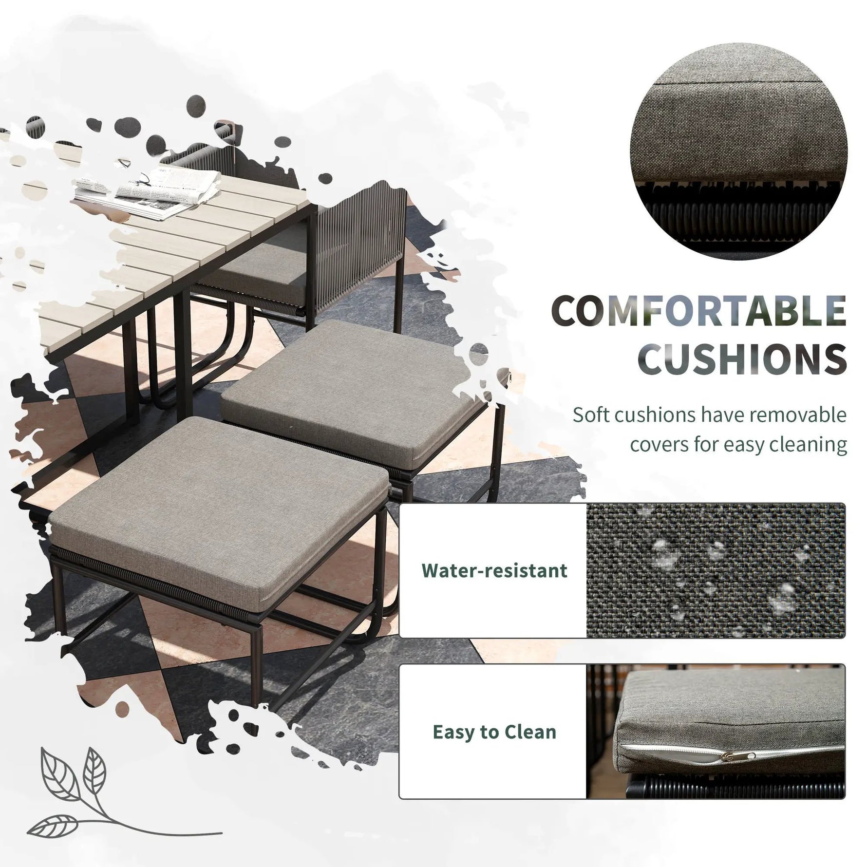 Outsunny Outsunny Rattan Dining Set, Garden Table & Chair Sets w/ Space-saving Design - Garden Set