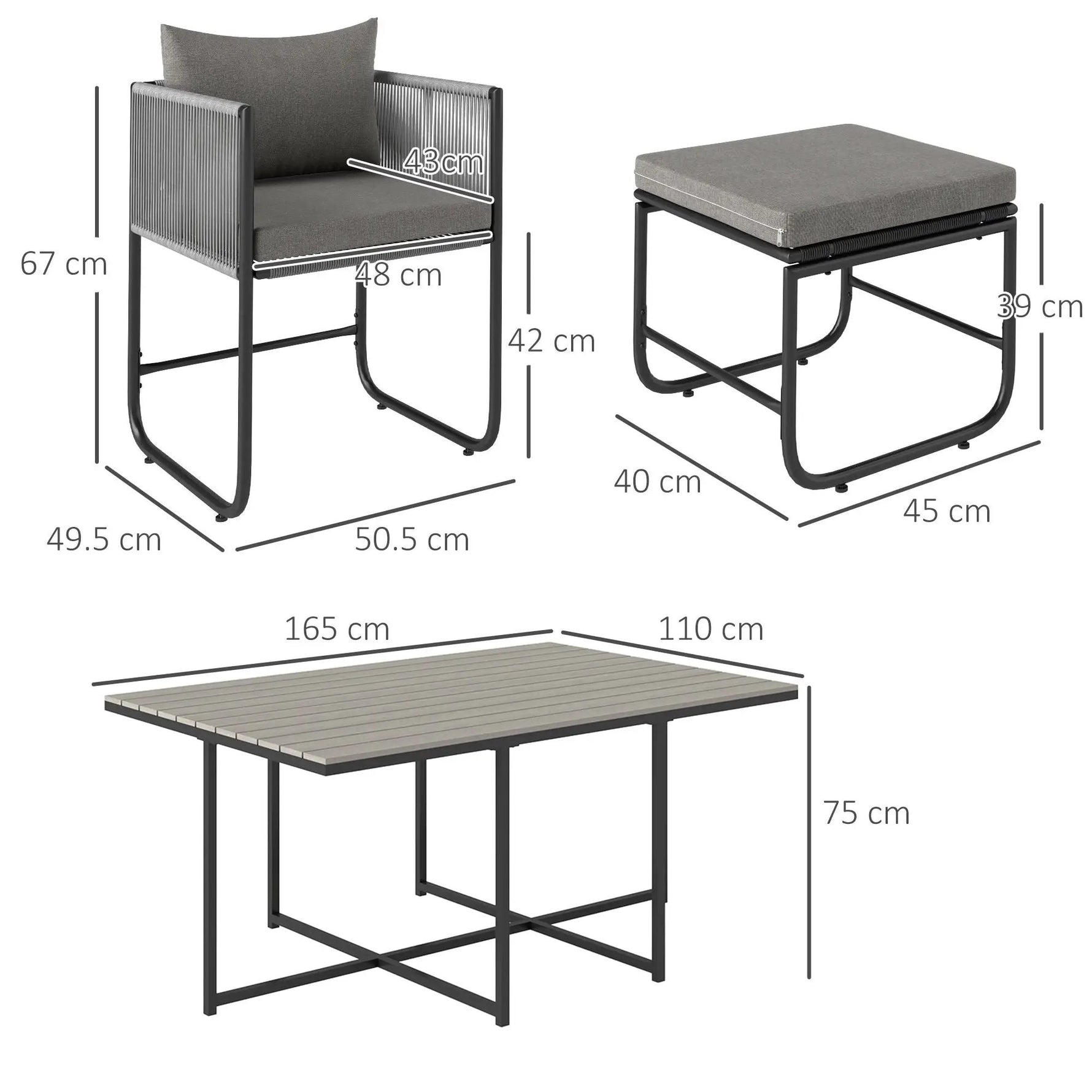 Outsunny Outsunny Rattan Dining Set, Garden Table & Chair Sets w/ Space-saving Design - Garden Set