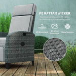 Outsunny Outsunny Outdoor Recliner Chair w/ Cushion Rattan Reclining Lounge Chair, Grey - Sun Lounger