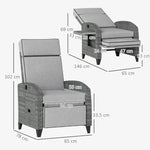 Outsunny Outsunny Outdoor Recliner Chair w/ Cushion Rattan Reclining Lounge Chair, Grey - Sun Lounger