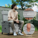 Outsunny Outsunny Outdoor Recliner Chair w/ Cushion Rattan Reclining Lounge Chair, Grey - Sun Lounger