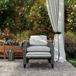 Outsunny Outsunny Outdoor Recliner Chair w/ Cushion Rattan Reclining Lounge Chair, Grey - Sun Lounger