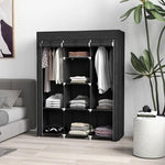 HOMCOM Fabric Portable Wardrobe 125x43x162.5 cm with 8 Shelves and 2 Hanging Rails Dust-Proof Storage for Home Organization by HOMCOM