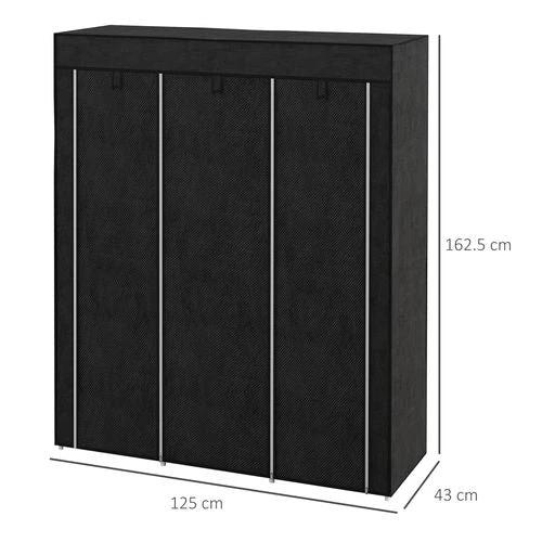HOMCOM Fabric Portable Wardrobe 125x43x162.5 cm with 8 Shelves and 2 Hanging Rails Dust-Proof Storage for Home Organization by HOMCOM