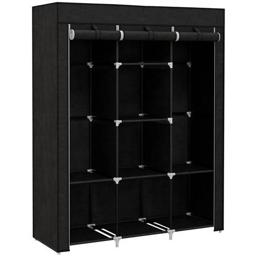 HOMCOM Fabric Portable Wardrobe 125x43x162.5 cm with 8 Shelves and 2 Hanging Rails Dust-Proof Storage for Home Organization by HOMCOM