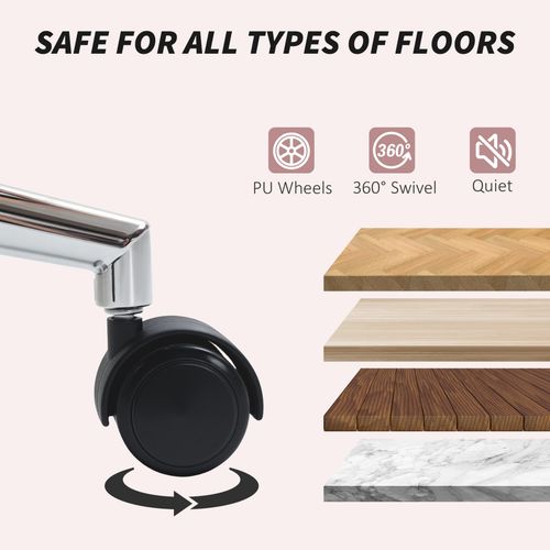 HOMCOM Height Adjustable Upholstered Desk Chair with Soft Padding and 360 Degree Swivel, perfect for any flooring type.