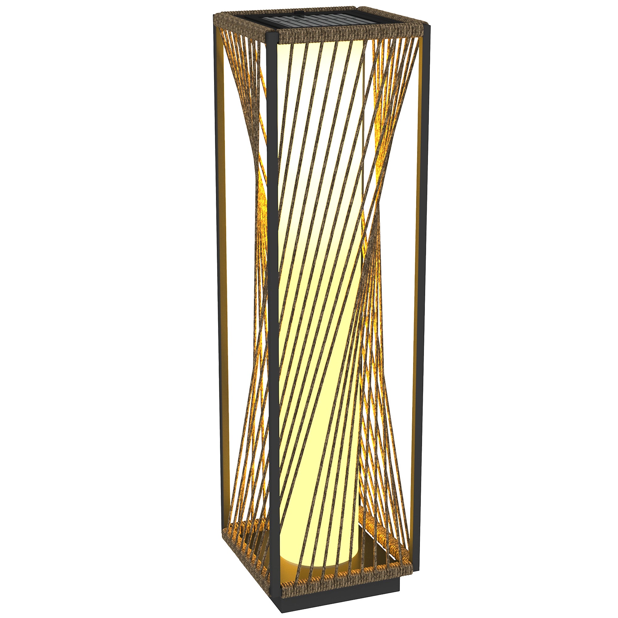 Outsunny Rattan Solar Floor Lamp Outdoor LED Garden Light Auto On Off Grey IP44 Waterproof - Outsunny - Home Symphony