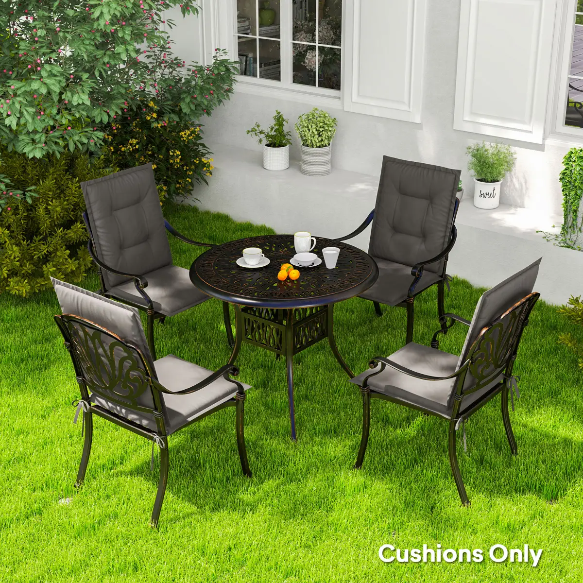 Outsunny Outsunny Set of 4 Garden Chair Cushions, Outdoor Seat Pads - Garden Chairs