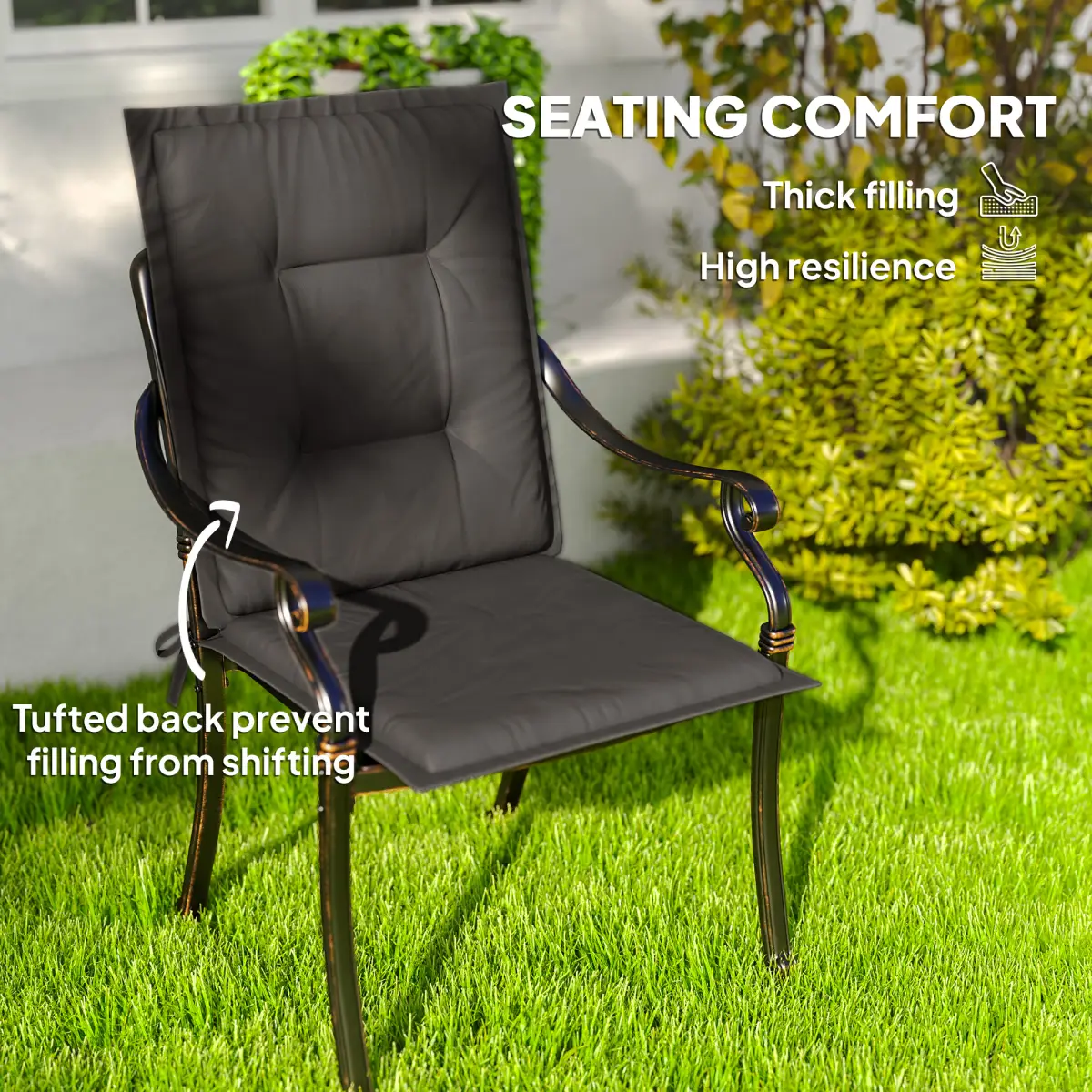 Outsunny Outsunny Set of 4 Garden Chair Cushions, Outdoor Seat Pads - Garden Chairs