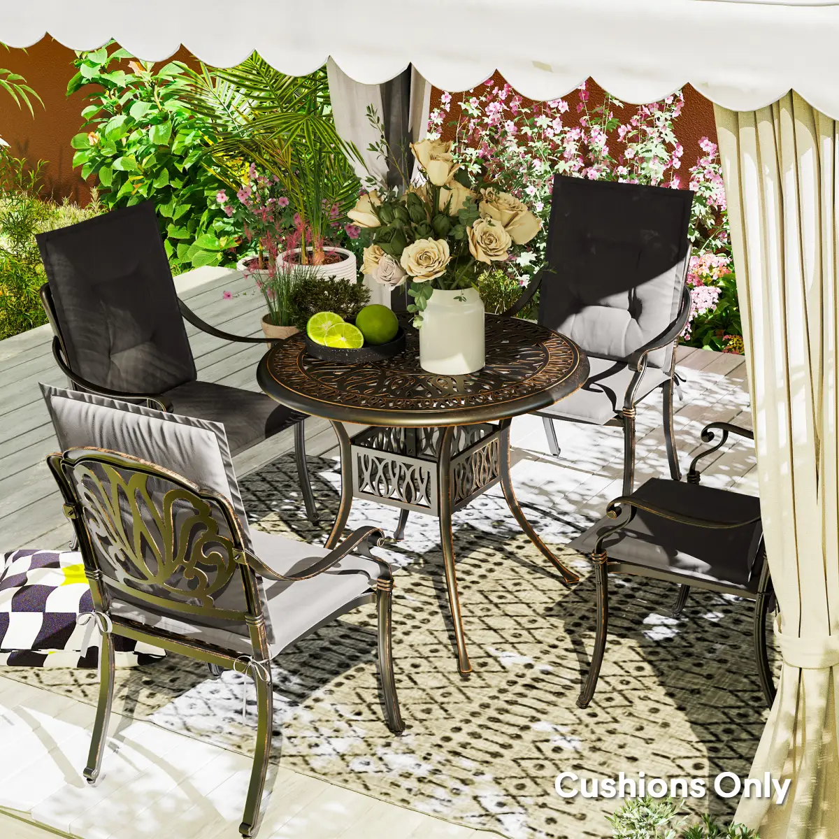 Outsunny Outsunny Set of 4 Garden Chair Cushions, Outdoor Seat Pads - Garden Chairs
