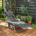 Outsunny Outsunny Foldable Sun Lounger 5 Level Adjustable Reclining Chair - Sun Lounger