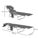Outsunny Outsunny Foldable Sun Lounger 5 Level Adjustable Reclining Chair - Sun Lounger