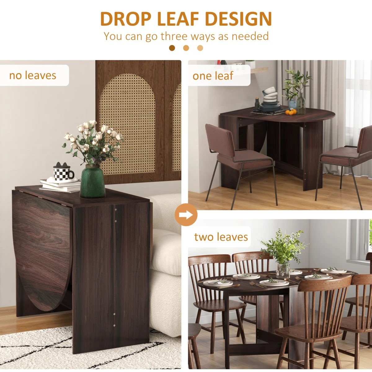 HOMCOM HOMCOM Oval Drop Leaf Table for Small Spaces - Dining Table