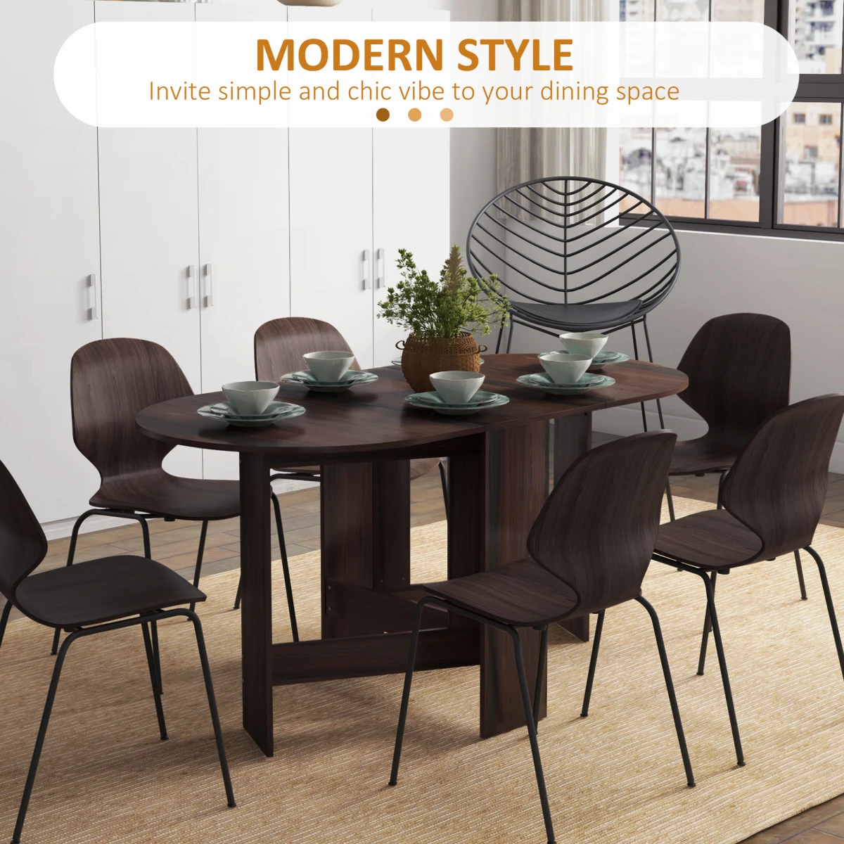 HOMCOM HOMCOM Oval Drop Leaf Table for Small Spaces - Dining Table