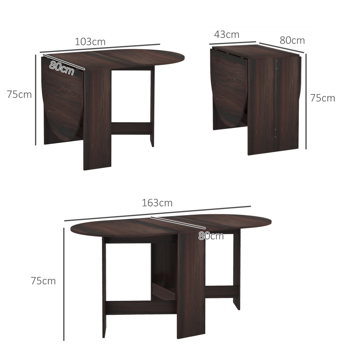 HOMCOM HOMCOM Oval Drop Leaf Table for Small Spaces - Dining Table