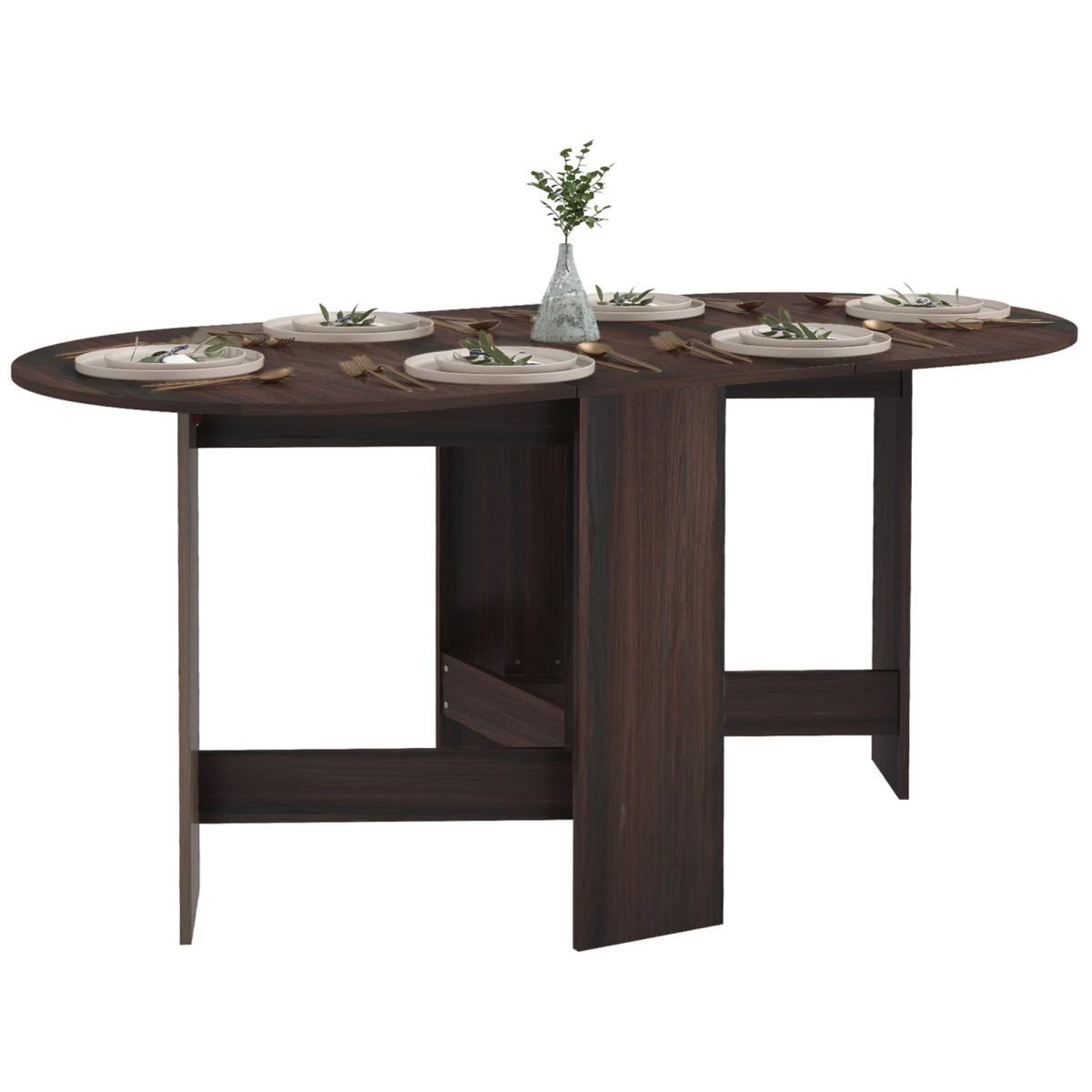 HOMCOM HOMCOM Oval Drop Leaf Table for Small Spaces - Dining Table