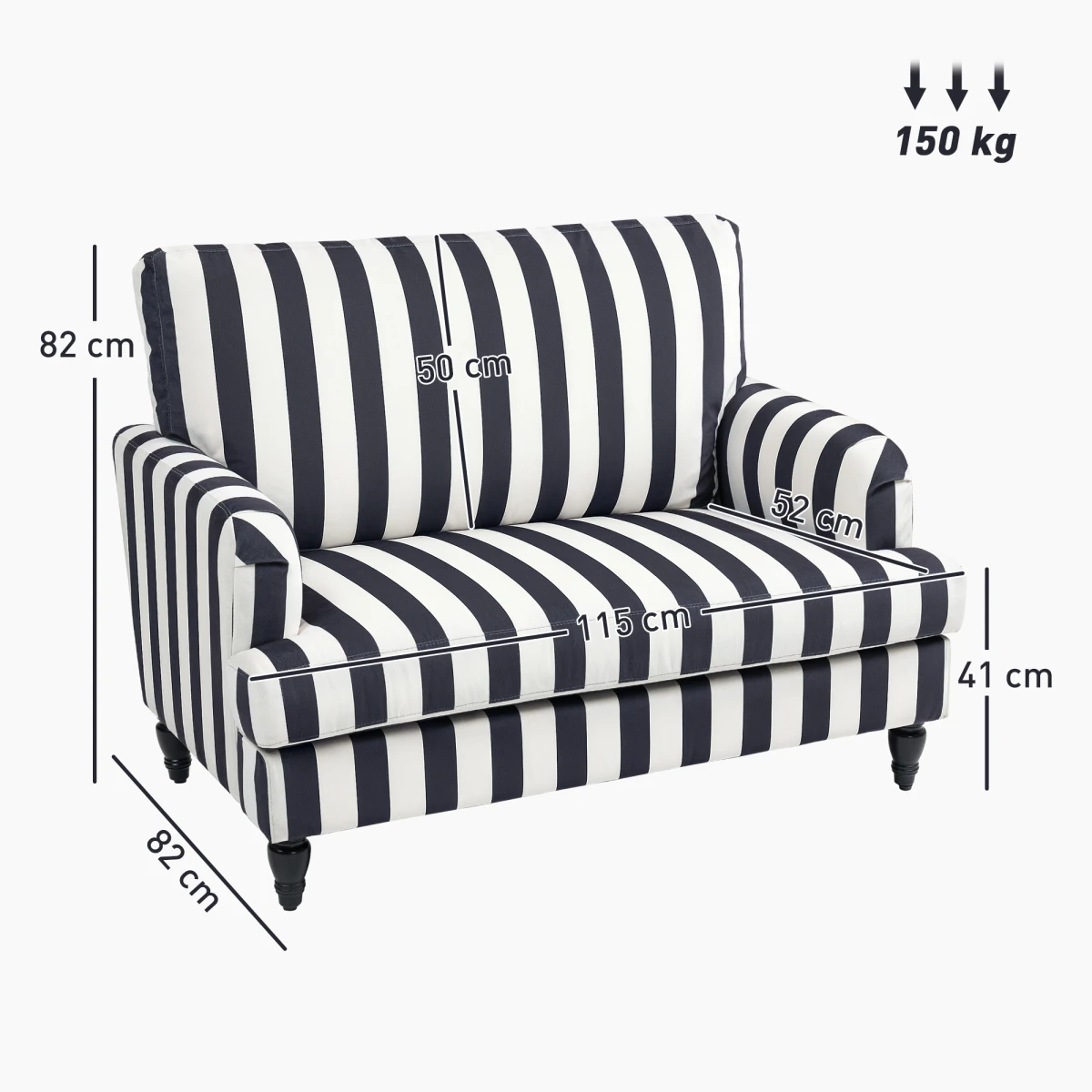 HOMCOM HOMCOM Accent Chair Extra Large Velvet Stripe Living Room - Accent Chair