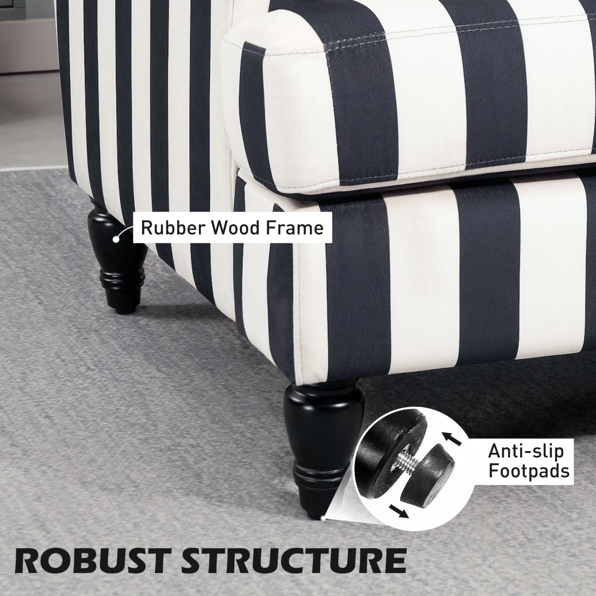 HOMCOM HOMCOM Accent Chair Extra Large Velvet Stripe Living Room - Accent Chair